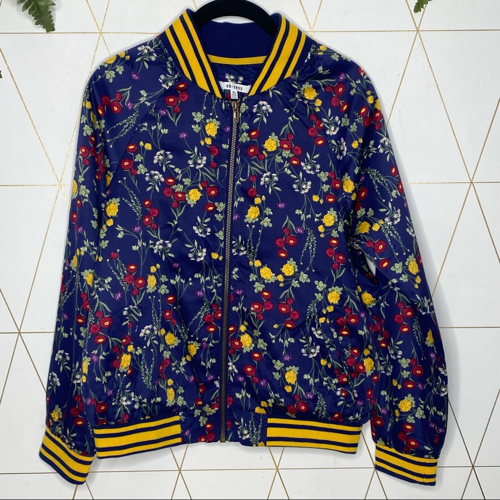 5/$25 Ob•sess Floral Print Jersey Jacket Sz XL in Girls